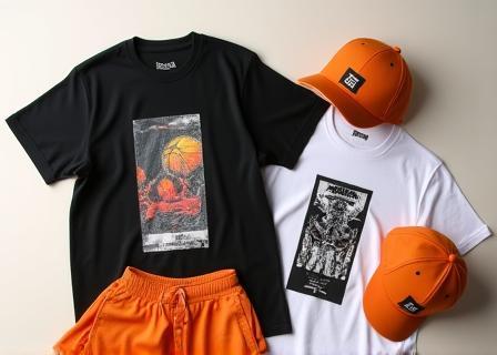 Flat-lay of Malaysia Street Collective t-shirts and caps with unique prints